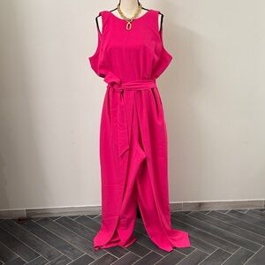 Chic Pink Sleeveless Wide leg Pants Jumpsuit